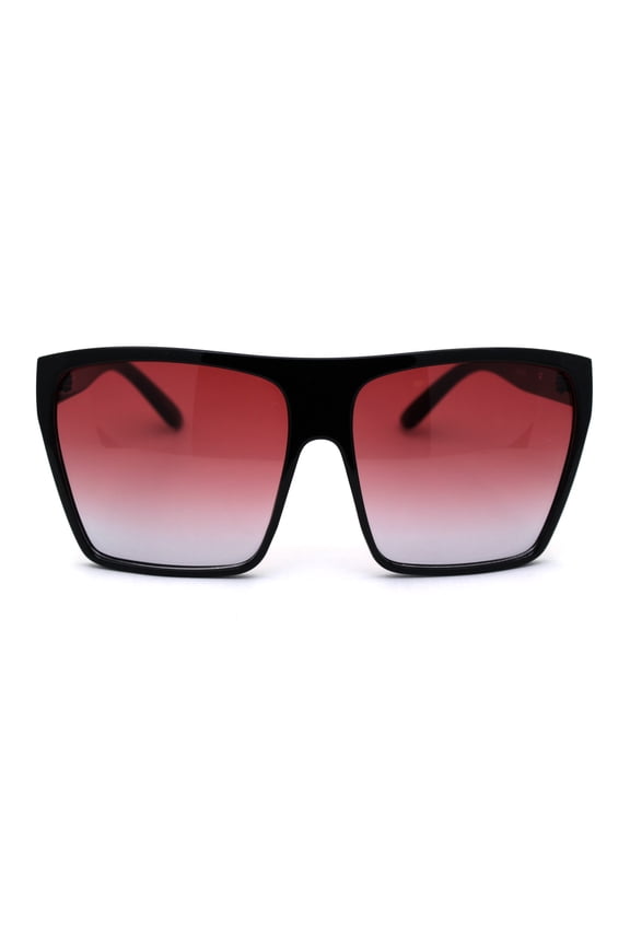 Oceanic Gradient Lens Flat Top Oversize Mob Plastic Sunglasses Black Red Grey
