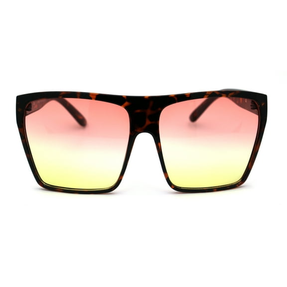 Oceanic Gradient Lens Flat Top Oversize Mob Plastic Sunglasses Tortoise Red Yellow