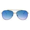 thumbnail image 1 of Oceanic Gradient Lens Rimless Luxury Designer Fashion Aviator Sunglasses Gold Blue, 1 of 4
