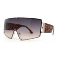 thumbnail image 1 of Oceanic Gradient Oversized Squared Shield Rimless Mob Sunglasses Gold Tortoise Smoke, 1 of 4