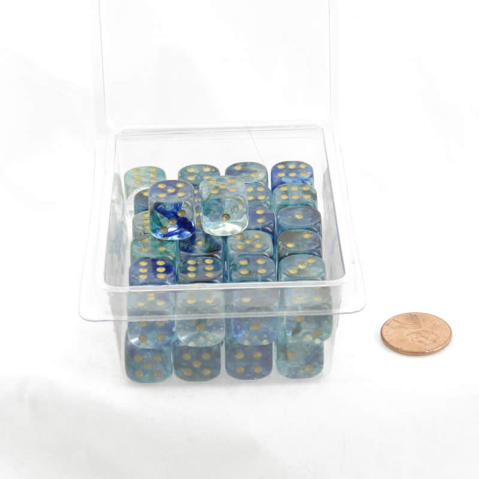 Oceanic Nebula Dice Luminary with Gold Pips 12mm (1/2in) D6 Set of 50 Wondertrail