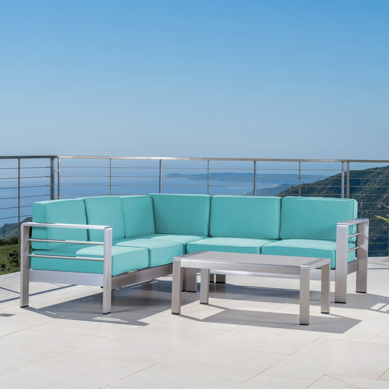 Oceanic Outdoor Aluminum 5 Seater Sectional Sofa Set Silver