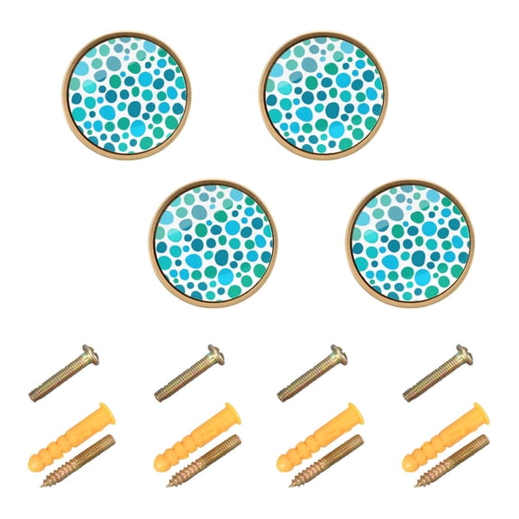 Oceanic Polka Dots Cabinet Furniture Knobs Drawer Metal Pulls 1.26in Acrylic Zinc Alloy Dual Screw Set