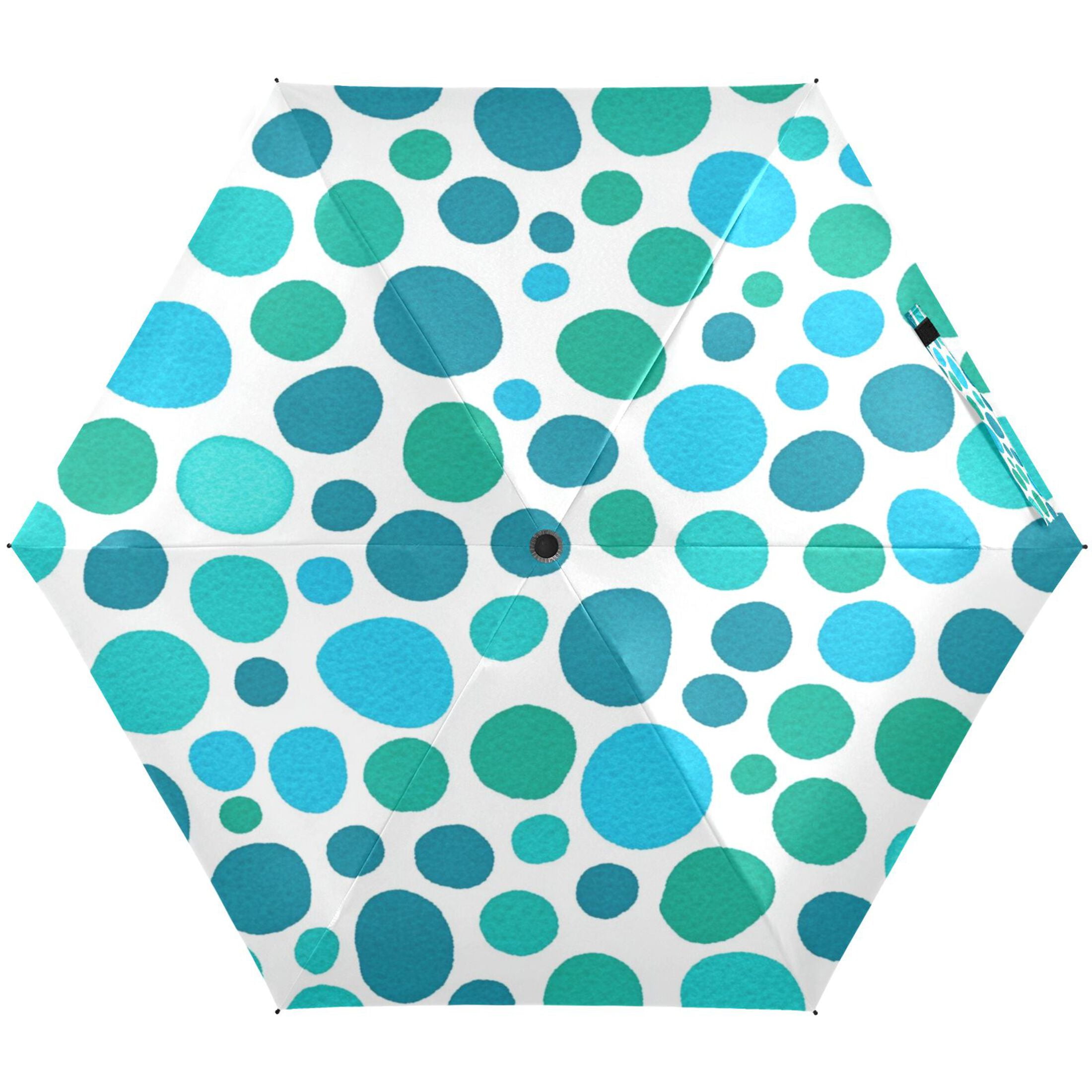 Oceanic Polka Dots Umbrellas for Sun Auto Open Close UV50+ Waterproof 5-Fold Compact Fiberglass Frame