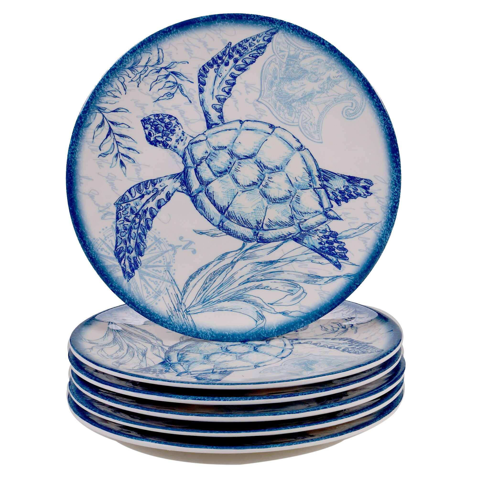 Oceanic Blue Melamine 10" Salad/Dessert Plates Set of 6