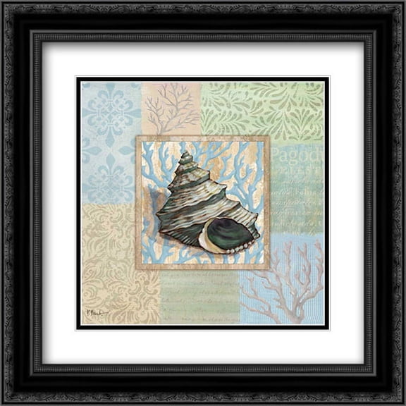 Oceanic Shell Collage II 2x Matted 20x20 Black Ornate Framed Art Print by Brent, Paul