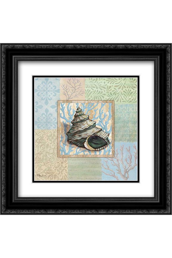 Oceanic Shell Collage II 2x Matted 20x20 Black Ornate Framed Art Print by Brent, Paul