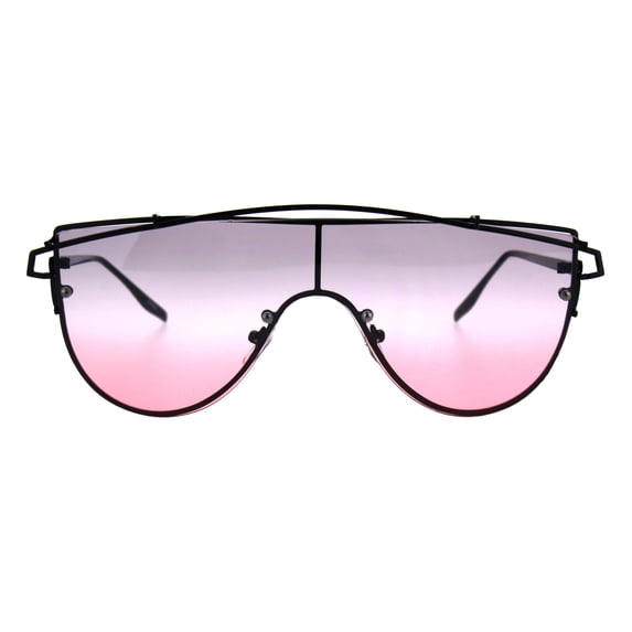 Oceanic Tie Dye Gradient Shield Robotic Futurism Sunglasses Black Purple Pink