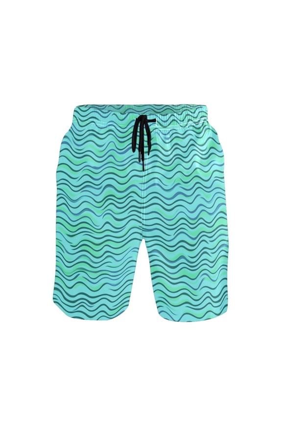 Oceanic Wave Rhythms Mens Swim Trunks Quick Dry Board Shorts Breathable Fit Beach Shorts Swimwear