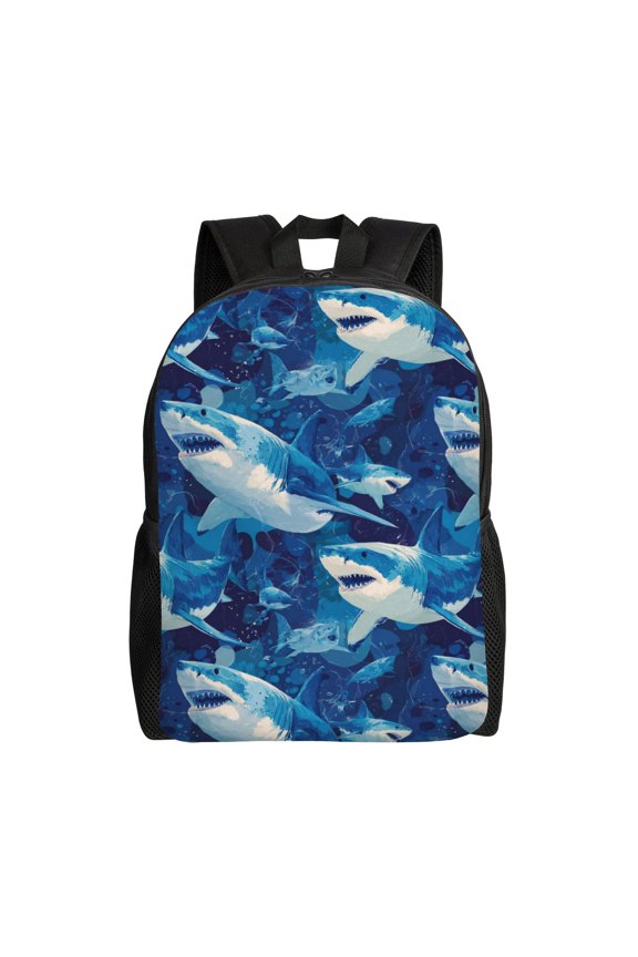 Oceanic predator scene Backpack with 15 Inch Laptop Compartment,Water-Resistant Daypack, Large Capacity Backpack with Adjustable Breathable Shoulder Straps for Daily Use Travel Gym