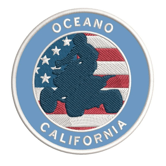 Oceano, California ATV / OHV American Flag 3.5 Inch Iron Or Sew On Embroidered Fabric Badge Patch Extreme Sports Iconic Series