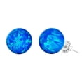 thumbnail image 1 of Oceans: 10mm Tropical Blue Synthetic Opal Ball Stud Post Earrings 925 Sterling Silver, 1 of 3