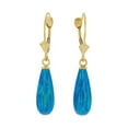 thumbnail image 1 of Oceans: 16mm Tropical Blue Synthetic Opal Teardrop Lever Back Earrings 14-20 Gold Filled, 1 of 3