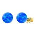 thumbnail image 1 of Oceans: 8mm Tropical Blue Synthetic Opal Ball Stud Post Earrings 14K Yellow Gold, 1 of 3