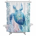 thumbnail image 1 of Oceans Animal Bathroom Shower Curtain, Summer Blue Sea Turtle Coral Seagrass Bubble Waterproof Washable Soft Bath Curtain for Bathtub Decor with 12 Hooks&Grommet, 60x72 Inch, 1 of 9