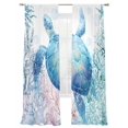 thumbnail image 1 of Oceans Animal Sheer Curtains 2 Panels Set Summer Blue Sea Turtle Coral Seagrass Bubble Sheer Window Curtains Light Filtering Rod Pocket Voile Drapes for Bedroom Living Room 52"X84", 1 of 8