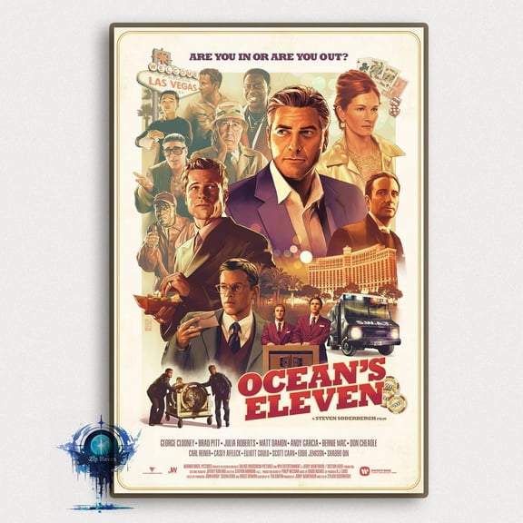 Oceans Eleven Movie Poster, Art Print, Unframed Paper Poster 8x10in