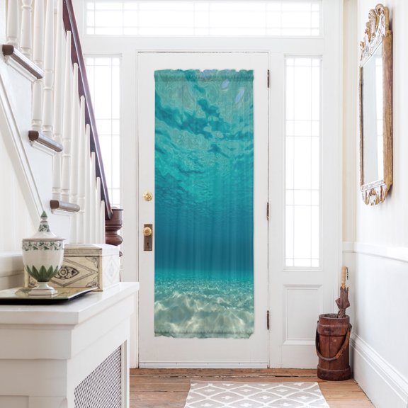 Oceans Landscape Door Curtains for Door Window,French Sidelight Front Back Door Curtains With Tieback,Summer Beach Nautical Waves Modern Kitchen Rod Pocket Drapes Privacy Panel Window Blind 25"x72"