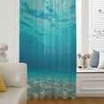 thumbnail image 1 of Oceans Landscape Semi Sheer Curtains Drapes for Living Room, Bedroom, French Doors Window 72 Inches Long, Summer Beach Nautical Waves Modern Rod Pocket Chiffon Curtain Drapery Voile Draperies Panel, 1 of 8
