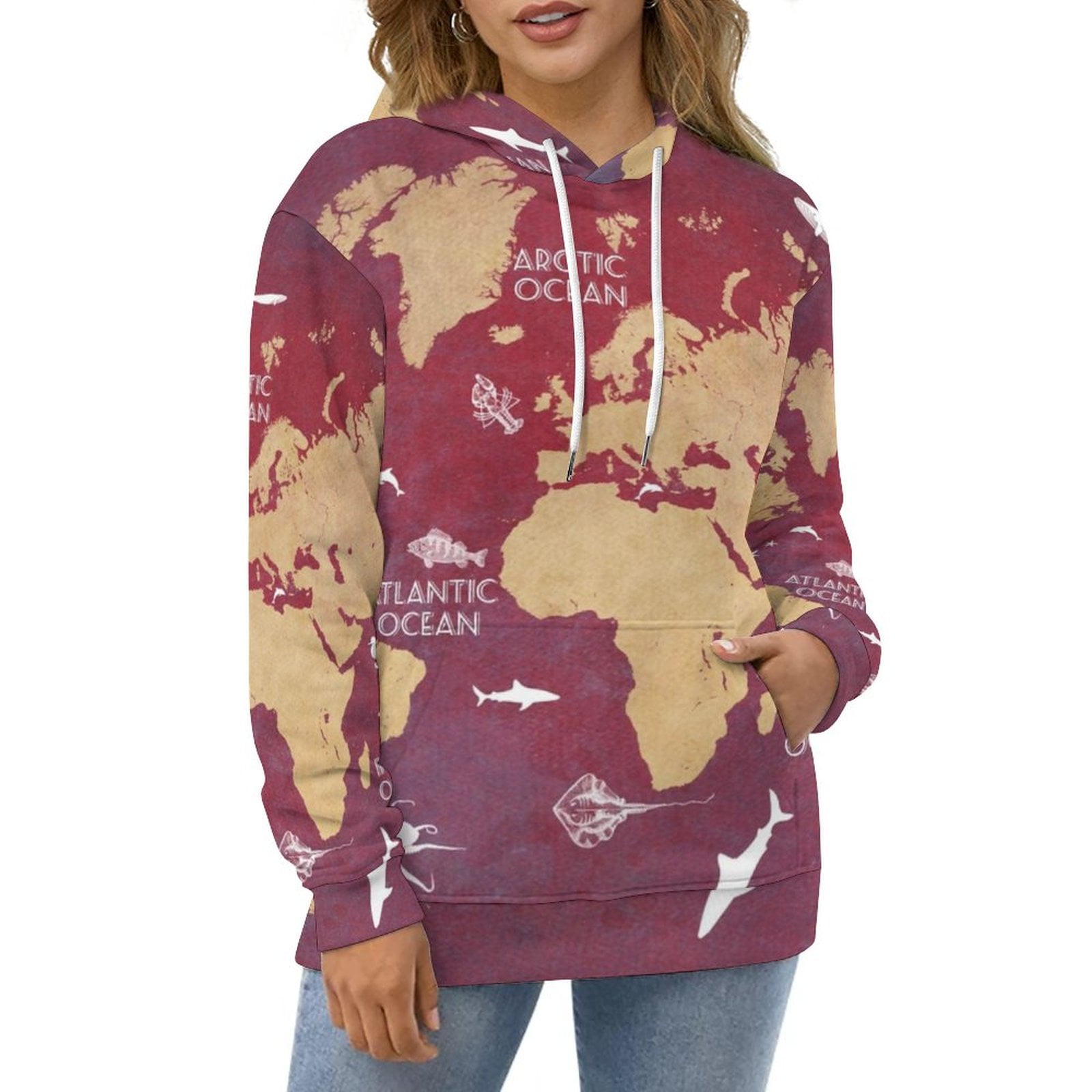 Oceans Life World Map Red Hoodie - Oceans Life World Map Red Hoodie Sweatshirt Women Drawstring Printed Pocket Hooded Sweatshirts Map Of The World World Map 66cb0819 9983 4730 Af94 7f9d9d751c38.1e5f7e1da8cb7f3fcc3df1e089858a83