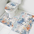 thumbnail image 1 of Oceans Marine Life Bathroom Rugs Set Coastal Orange Blue Crabs Starfish Retro Wood Non Slip Absorbent Soft Bath Mats 3 Piece Set with Bathroom Rug, U-Shaped Floor Mat, Toilet Seat Cover Small Size, 1 of 9
