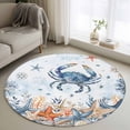 thumbnail image 1 of Oceans Marine Life Round Living Room Rugs 3.3 ft, Coastal Orange Blue Crabs Starfish Ombre Washable Area Rug with Non-Slip Sturdy Edge Binding Round Front Door Mat Floor Carpet for Entryway, 1 of 9