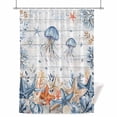 thumbnail image 1 of Oceans Marine Life Shower Curtain, Orange Blue Jellyfish Starfish Wood Grain Waterproof Shower Curtain Set with 12 Hooks Lightweight Bath Curtains Fabric Bathroom Decor 48x72 Inches, 1 of 9