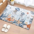 thumbnail image 1 of Oceans Marine Life Washable Small Entryway Area Rugs 2'x3', Orange Blue Jellyfish Starfish Retro Ombre Low Pile Throw Rug Non-Slip Sturdy Edge Binding Carpet for Front Door Floor Room Entry, 1 of 9