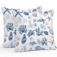thumbnail image 1 of Oceans Sealife Outdoor Pillow Covers Pack of 2 Sea Turtles Corals Stars Shells Texture Waterproof Throw Pillow Covers Decorative Cushion Cases for Patio Garden Tent Balcony Couch 16x16 inch, 1 of 8