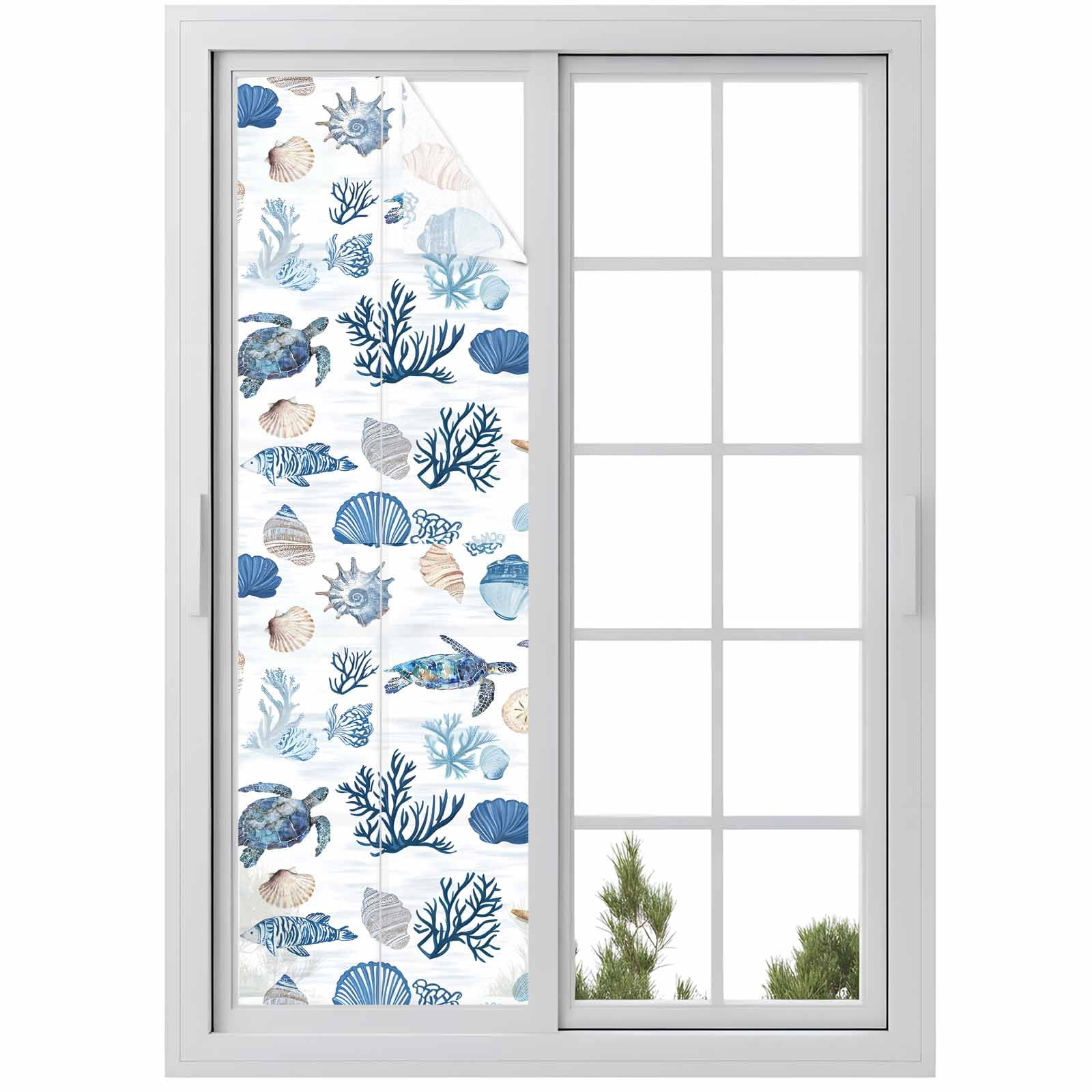 Oceans Sealife Window Privacy Film Sea Turtles Corals Stars Shells ...