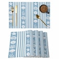 thumbnail image 1 of Oceans Shells Corals Placemats Set of 6,Wipeable Washable Table Mats for Dining Tables, Light Blue Stripes Place Mats for Kitchen Event Party Tabletop Decor, 1 of 9