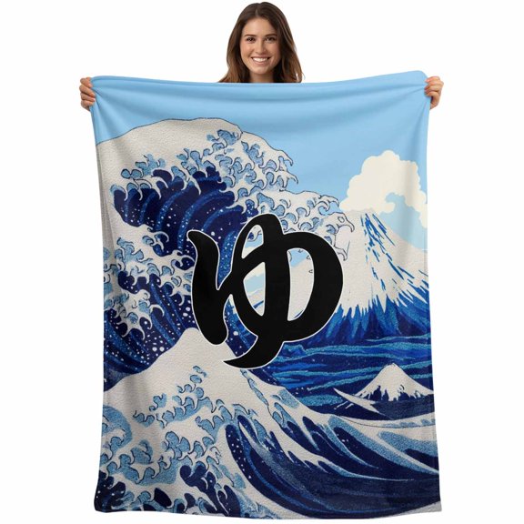Oceans Waves Blanket Soft Cozy Warm Throw Blanket for Couch, Plush Fuzzy Flannel Fleece Blankets for Sofa, Mountain Peaks Cloudy Japanese Art Bed Blankets Lightweight Gifts for Women, 30"x40"
