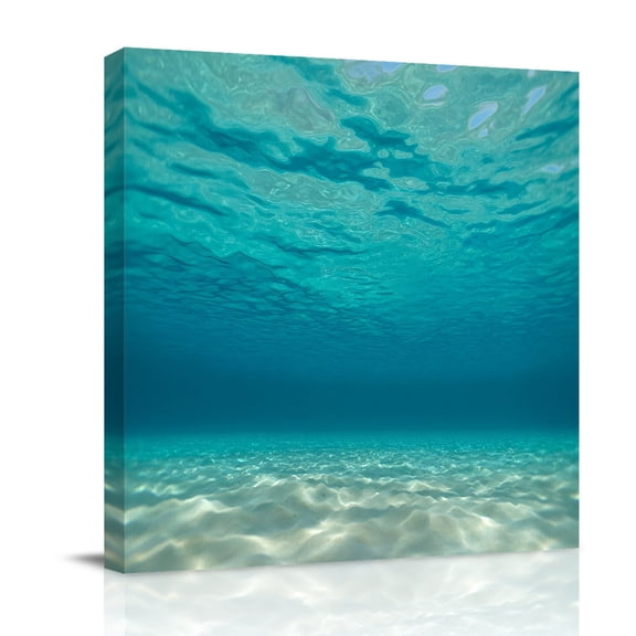 Oceans Waves Canvas Wall Art for Living Room, Seabed Sea Landscape Nature Summer Poster Print Painting for Bedroom Office Home Decoration Wall Pictures Prepare To Hang 8"x8"