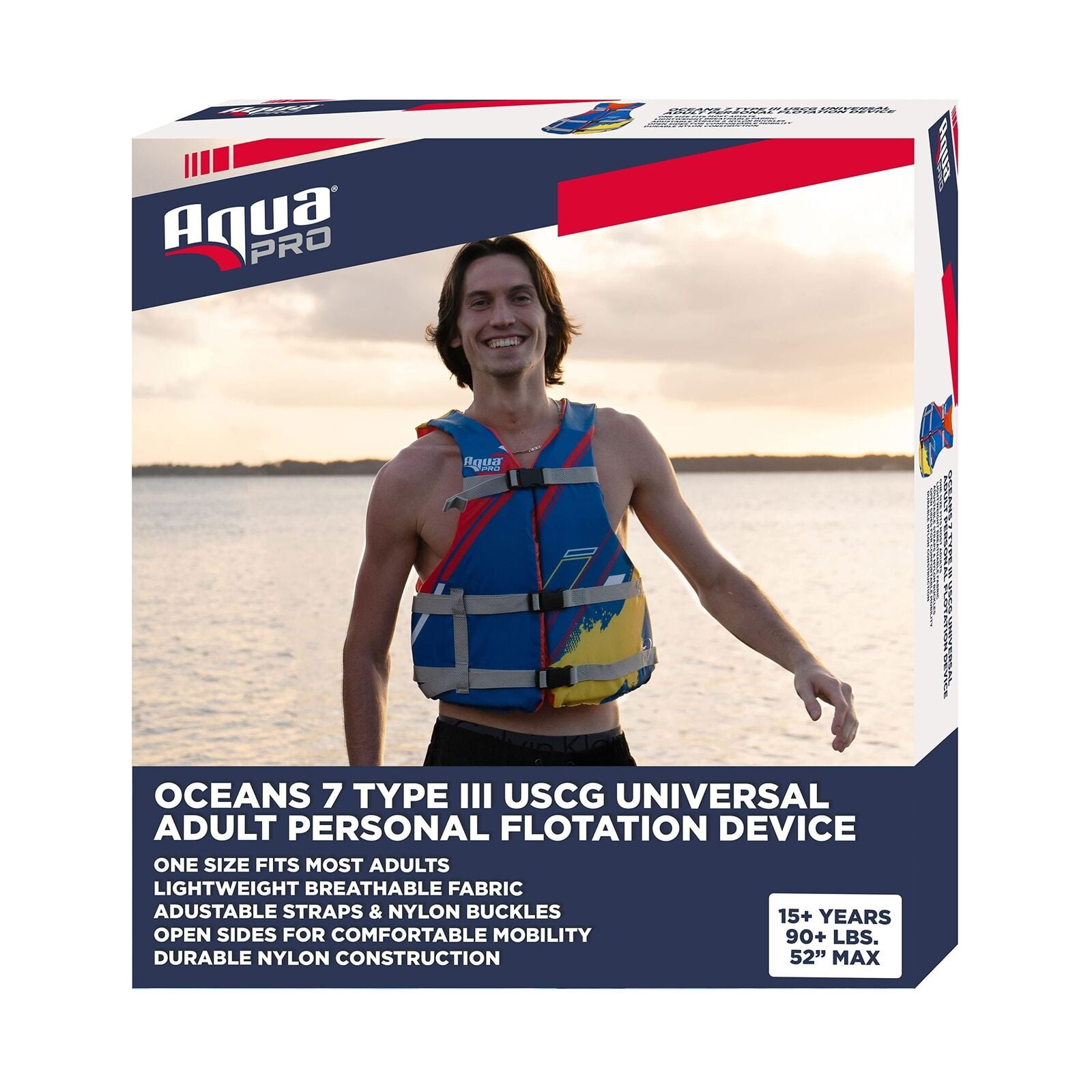 Oceans7 Adult Life Jacket Vest, US Coast Guard Approved, Type III PFD ...