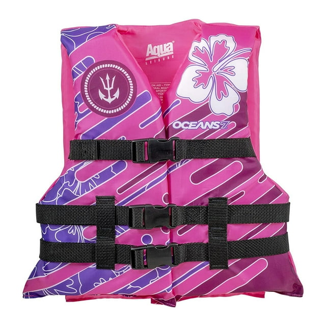 Oceans7 Youth Open Side Life Vest, Durable, 5090 lbs, Pink/Purple