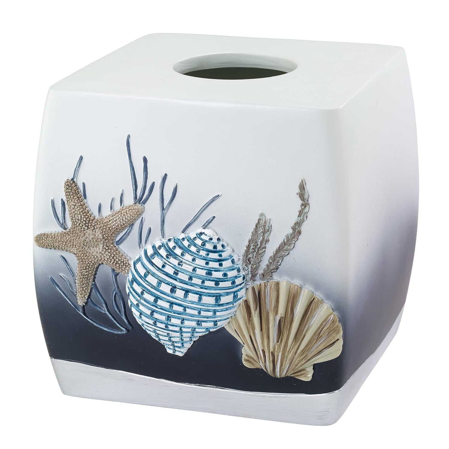 Blue and Beige Ombre Resin Nautical Tissue Box Cover