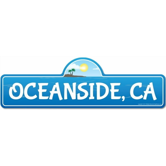 Oceanside CA California Beach Street Sign | Indoor/Outdoor | Surfer Ocean Lover Décor For Beach House Garages Living Rooms Bedroom | Signmission Personalized Gift