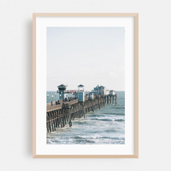 Oceanside California Boardwalk Ocean Coastal Beach Fine Waves Beach House San Diego Poster Unframed Paper Print
