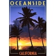 thumbnail image 1 of Oceanside, California, Palms and Sunset (9x12 Wall Art Print, Home Decor), 1 of 3