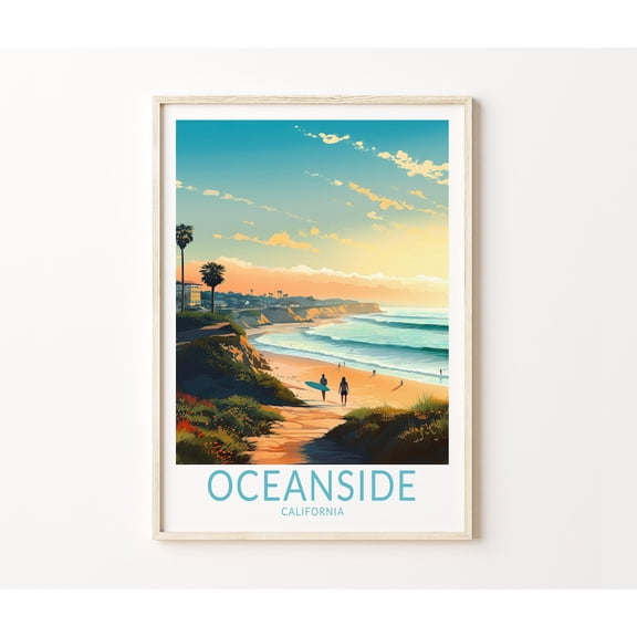 Oceanside California San Diego North County Coastal Wall Art, Unframed Paper Poster 24x36in