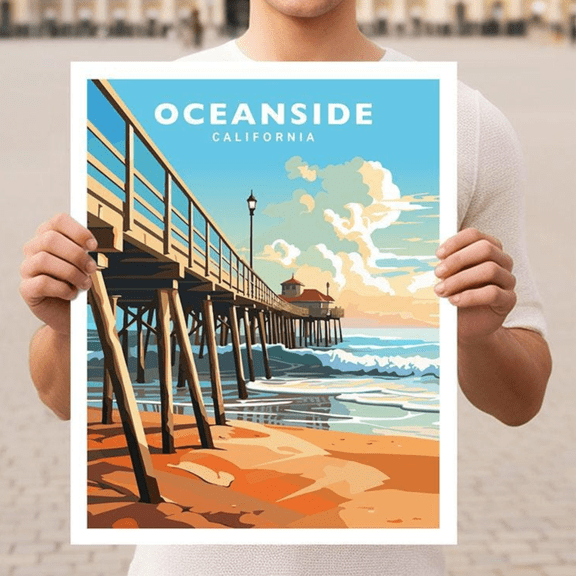 Oceanside California Travel Poster Wall Art, Poster Only, Poster Home Decor, Poster Only