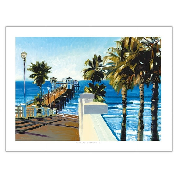 Oceanside Pier California - From an Original Color Painting by Wade Koniakowsky - Fine Art Matte Paper Print (Unframed) 18x24in