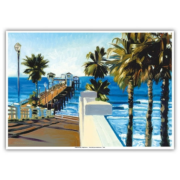 Oceanside Pier California - From an Original Color Painting by Wade Koniakowsky - Master Art Print 10in x 14in