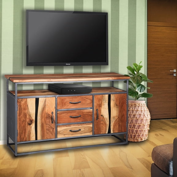 Oceanside Recycled Acacia Wood Buffetwith 2 Doors, 3 Drawers