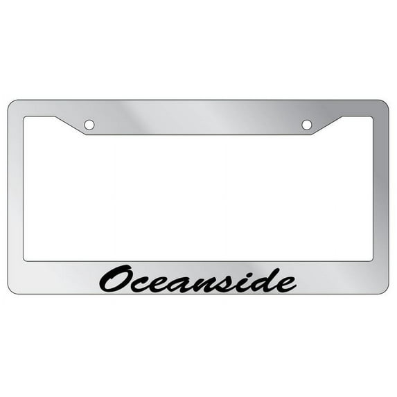 Oceanside Script Chrome Plastic License Plate Frame EBS
