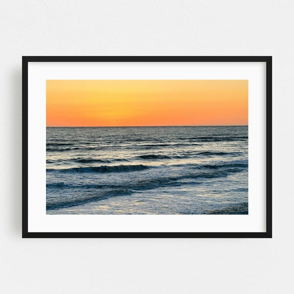 Oceanside Sunset I - Oceanside California Photography Ocean Sunset Seascape Waves Beach Coastal Nature Black Framed Wall Art Print 5 x 7 inches