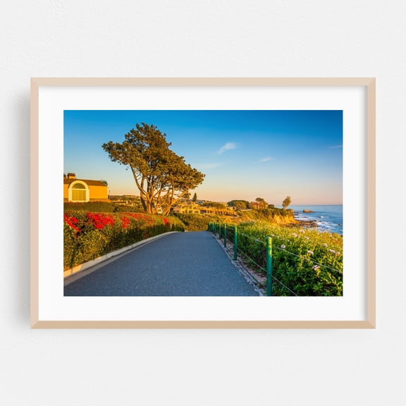 Oceanside Walk - Corona del Mar California Photography Coastal Landscape Beach House Ocean Nature Scenic Sunset Oak Framed Wall Art Print 5 x 7 inches