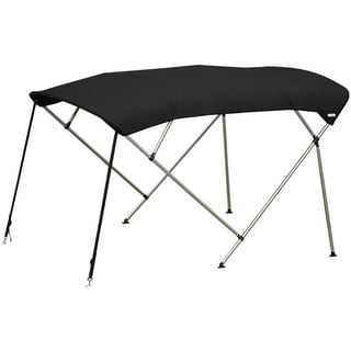 Oceansouth 4 Bow Aluminium Premium Bimini Top Length 8ft (Mounting Width: 90" to 96") Sun Shade - All Weather - Water Repellent - Black