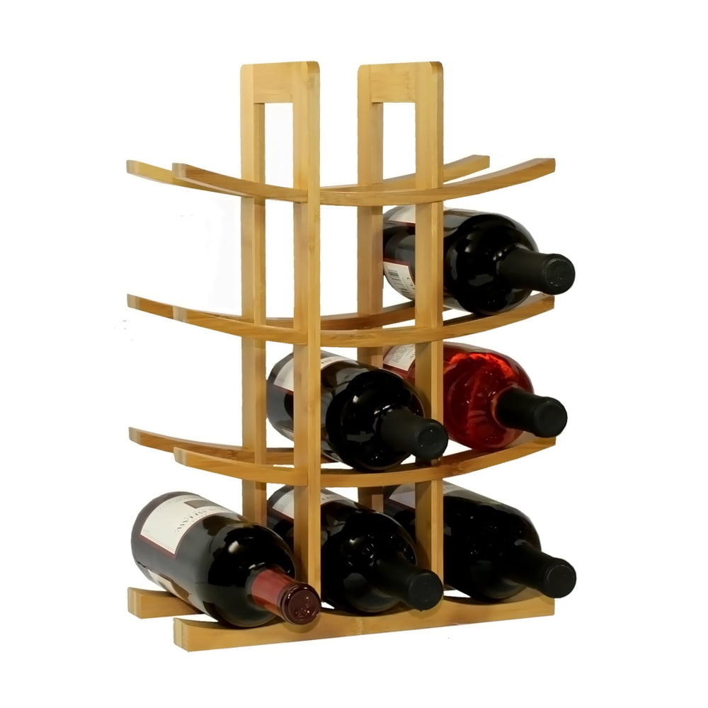 Natural Bamboo 12-Bottle Countertop Wine Rack