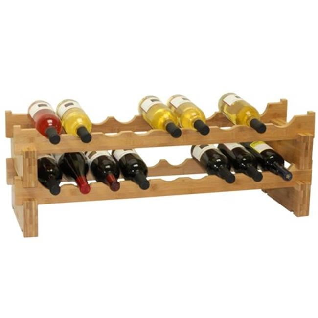 Oceanstar Medium Wood 18-Bottle Stackable Bamboo Wine Rack